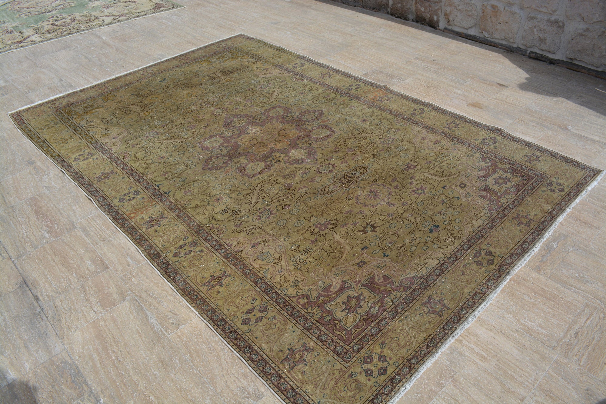 Turkish Rugs, Beige Rug, Antique rug, Oushak Rug, Area rug, Vintage Rugs, Turkish carpet, Large rug, Oriental rug, 6.4x9.7  Feet  AG454