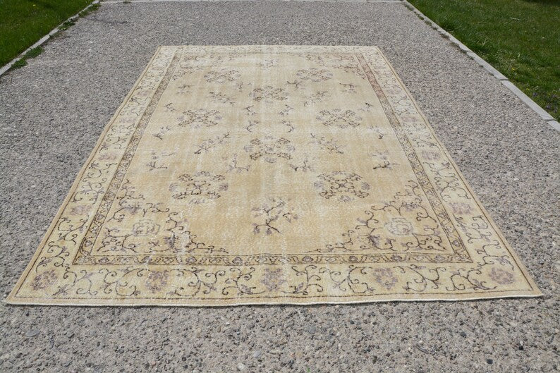 Reserved for Katie, Turkish Oriental Kitchen , Rug, Antique Tribal Kids Rug, Vintage Floral Kitchen Rug, Rugs For Living Room, Tapis Chambre, 6.7 x 9.9 Feet LQ525
