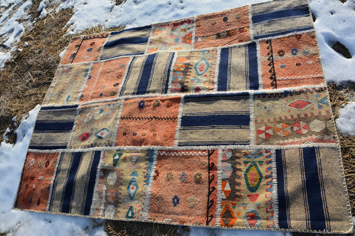 Patchwork kilim rug, turkish kilim, Oriental Rugs, Turkish Rug, Vintage Rug, Oriental Rug, Oushak Rug, Morrocan Rug,   6.2 x 4.8 Feet AG123