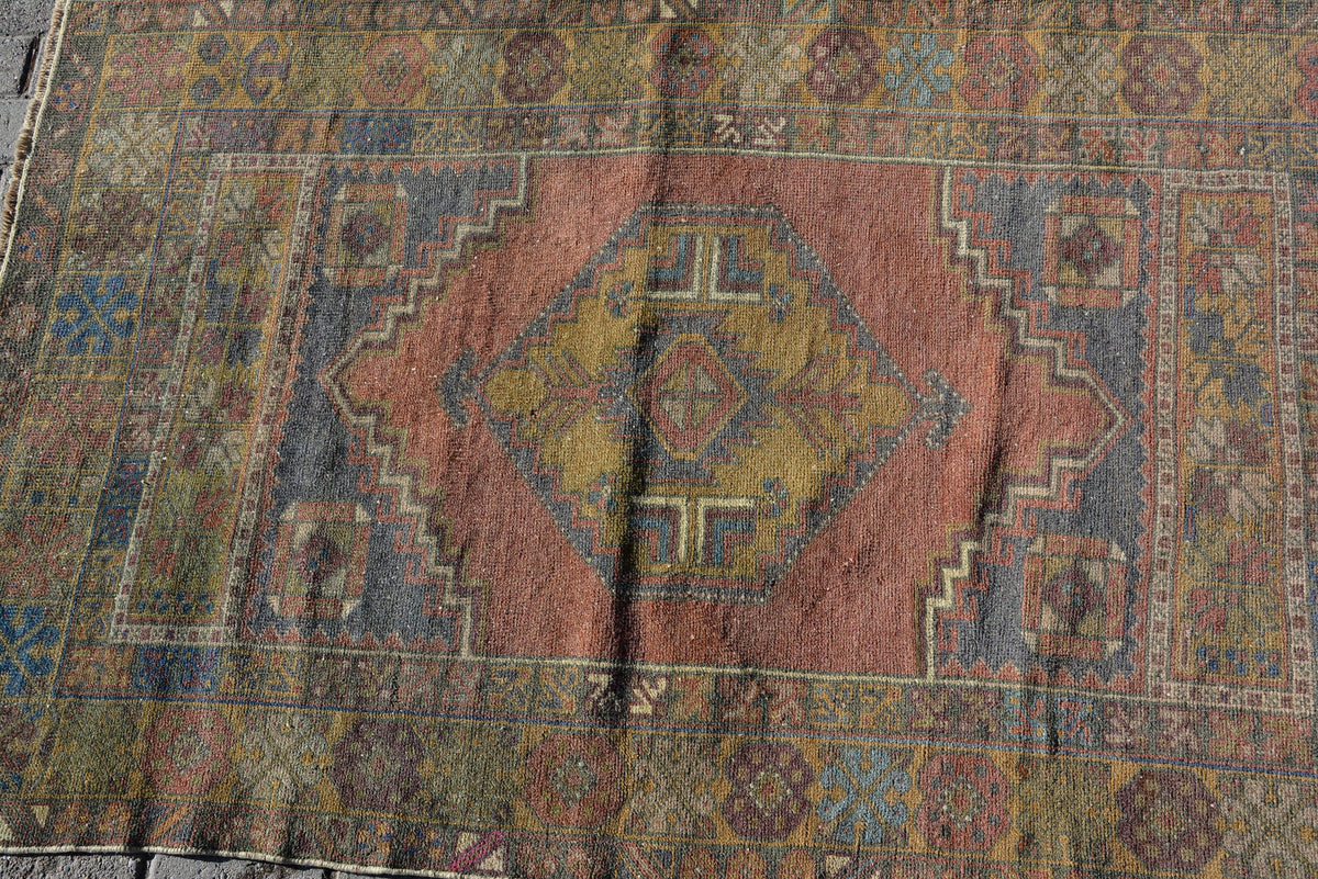 Oushak Turkish Rug, Handmade Wool Rugs,  Oriental Rug, Vintage Rugs, Oriental Brown Rug, Entryway Rug, Bath Room Rug, 5.5 x 3.6 Feet AG201