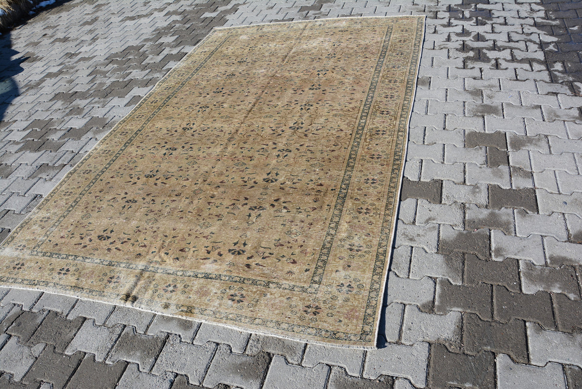 Turkey Rug, Brown Area  Floor Rug, Pastel Area Ethnic Rugs, Turkish Wool Childrens Rug, 8.8x5.9 Feet AG298
