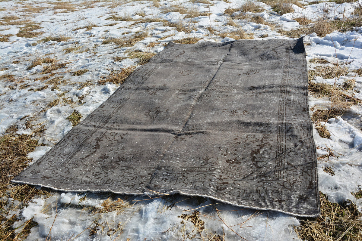 oushak area rug, dated rug, handwoven runner rug, rug 5x9, low pile rugs, turkish area rug, muted rug, antique runner rug, 8.8x5.0 Ft AG172