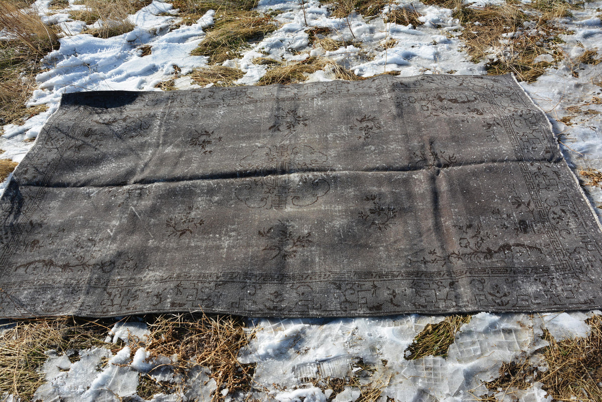 oushak area rug, dated rug, handwoven runner rug, rug 5x9, low pile rugs, turkish area rug, muted rug, antique runner rug, 8.8x5.0 Ft AG172