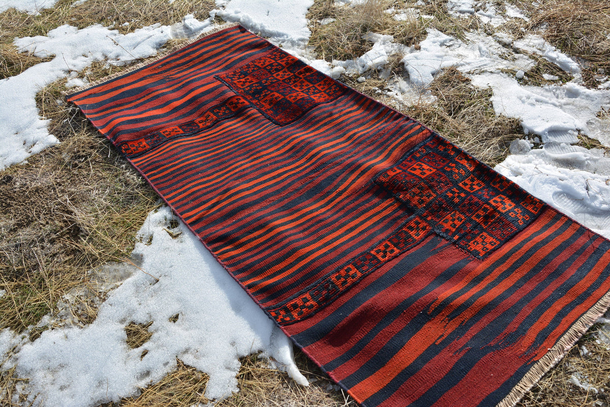 Vintage kilim rug, Tribal rug, Handmade rug, Carpet rug, Decorative rug, Large kilim rug, Oushak rug, Turkish rugs,   6.8 x 3.1 Feet AG151