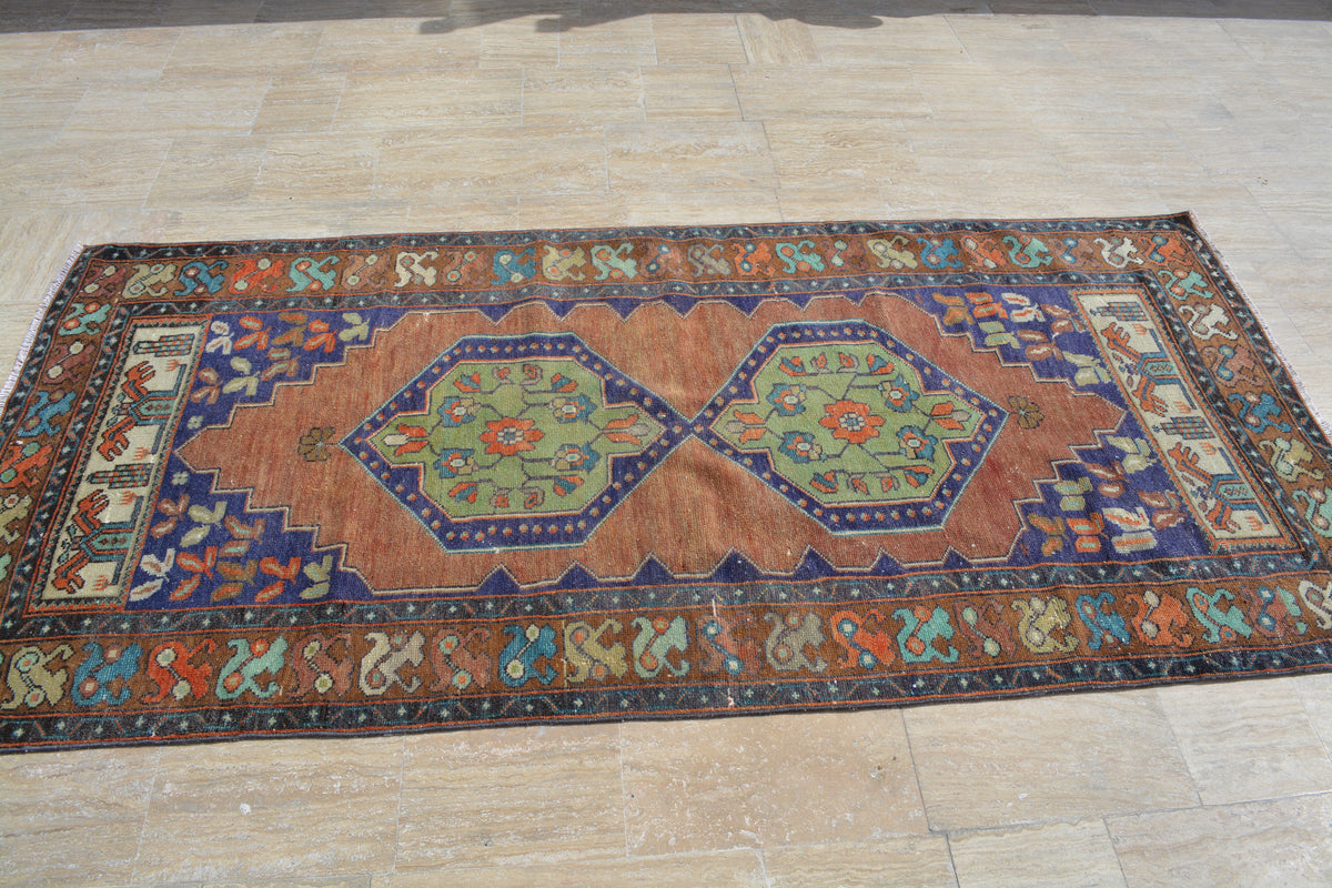 Turkish Rugs, Anatolian Rug, Area rug, Vintage Rugs, Handmade Rugs, Oriental Rug, Antique rug, Boho rug, Overdyed rug, 3.8x8  Feet AG423