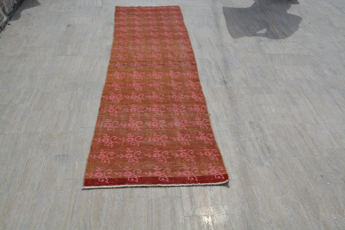 Turkish Rugs, Oriental Rug, Antique rug, Oushak  Rug, Area rug, Vintage Rugs, Oushak runner rug, Boho rug, Overdyed rug, 2.3x9.5 Feet AG438