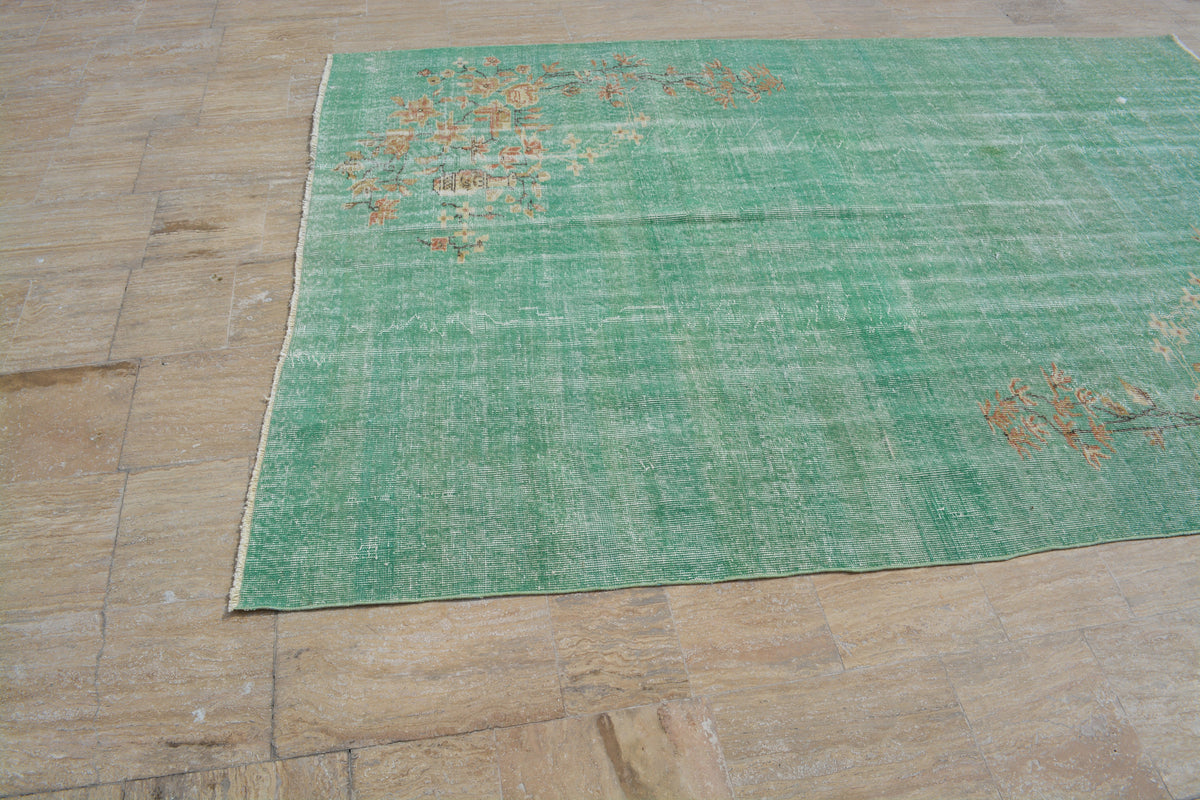 Turkish Rugs, Oriental Rug, Antique rug, Oushak Rug, Area rug, Vintage Rugs, Oushak runner rug, Green rug, Over dyed rug, 6.2x8.9 Feet AG441