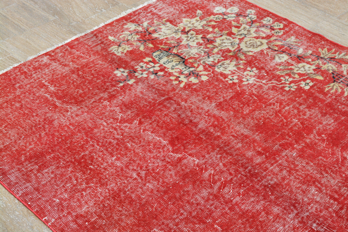 Turkish Rugs, Red rugs, Antique rug, Oushak Rug, Area rug, Vintage Rugs, Turkish carpet, Large rug, Over dyed rug, 4.8x8.3 Feet  AG468