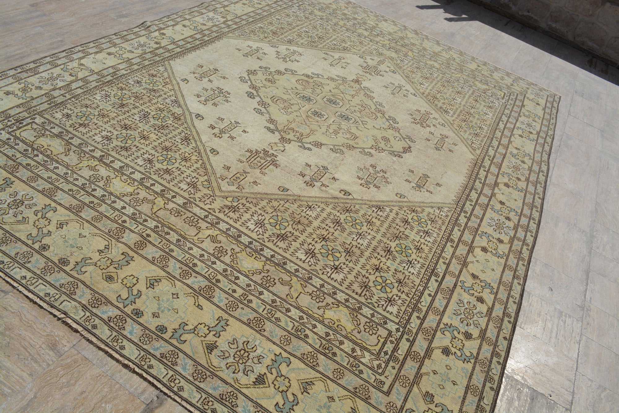 Turkish Rugs, Oversized  rug, Antique rug, Oushak Rug, Area rug, Vintage Rugs, Turkish carpet, Beige rug, Turkish Rug, 8.9x12.5 Ft AG522