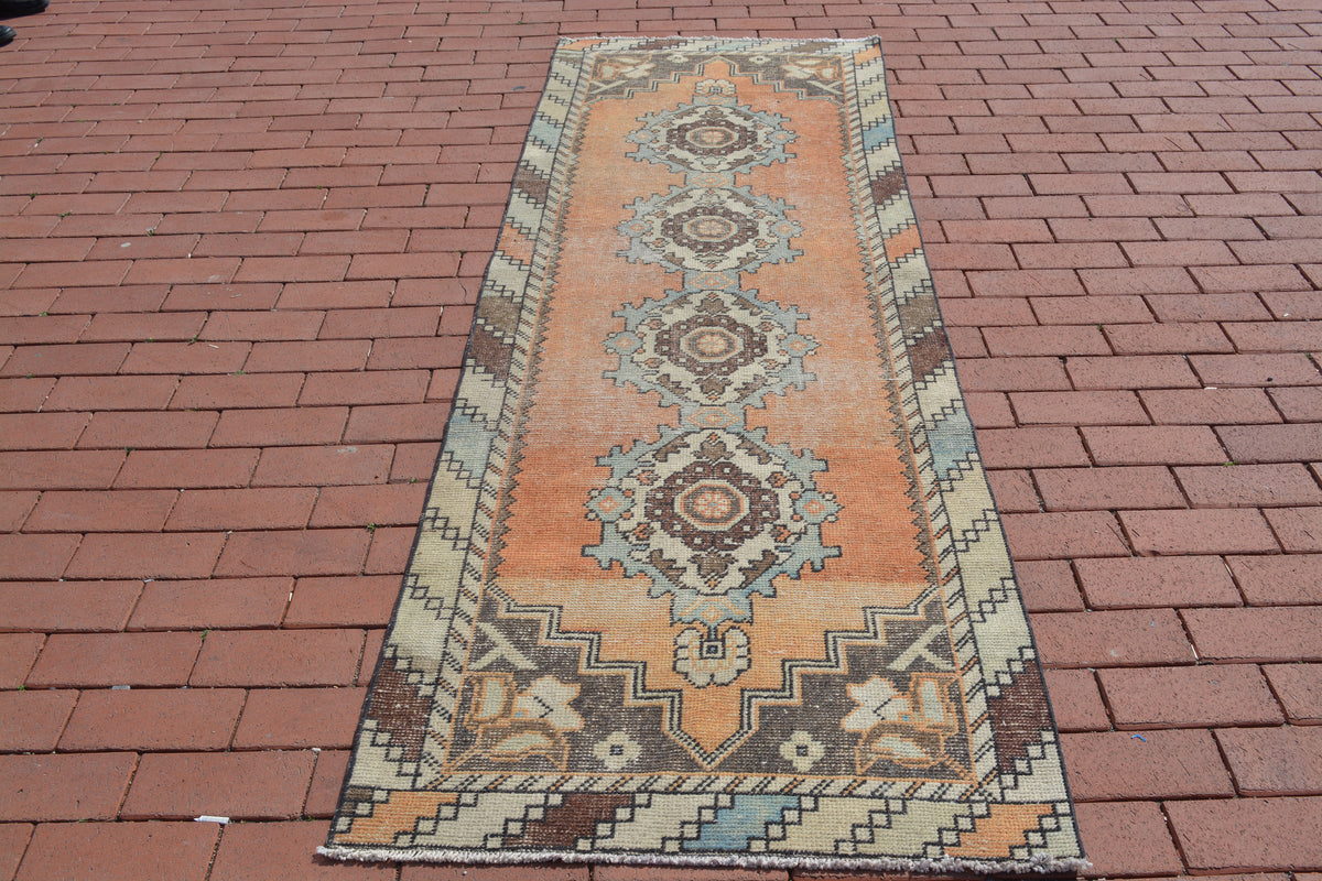 Oushak Rug, Turkish Rugs, Anatolian Rug, Vintage Rug, Handmade Rug, Oriental Rug, Kilim rug, Tribal rug, Over dyed Rug, 2.6x8.6 Feet AG330
