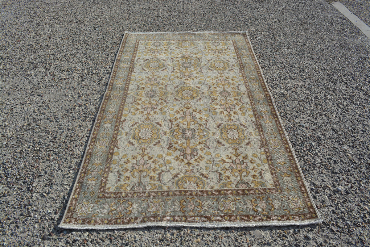 Turkish Rugs, Oushak Rugs, Area rug, Vintage Rugs, Handmade Rugs, Oriental Rug, Kitchen rug, Bohemian rug, Over dyed rug, 3.8x6.6 Feet AG383