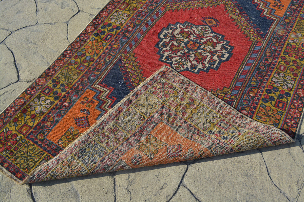 Turkish Rugs, Oushak Rugs, Area rug, Vintage Rugs, Handmade Rugs, Oriental Rug, Kitchen rug, Bohemian rug, Over dyed rug, 3.8x6.5 Feet AG387
