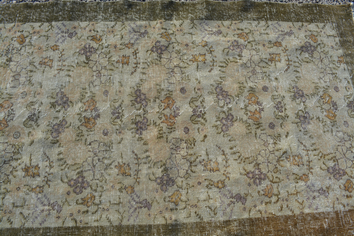 Turkish Rug, Oushak Rug, Area rug, Vintage Rugs, Handmade Rugs, Oriental Rug, Floral rug, Bohemian rug, Over dyed rug, 3.7x6.8 Feet AG391