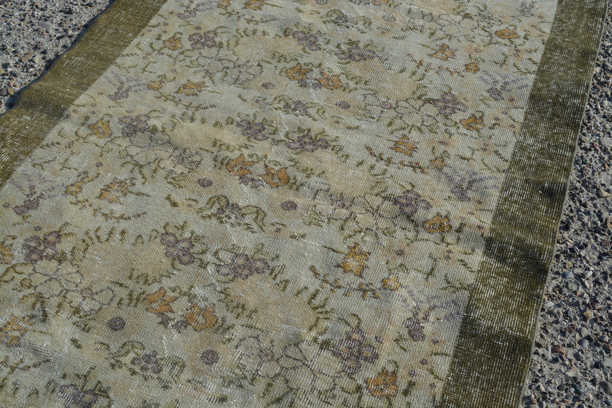 Turkish Rug, Oushak Rug, Area rug, Vintage Rugs, Handmade Rugs, Oriental Rug, Floral rug, Bohemian rug, Over dyed rug, 3.7x6.8 Feet AG391