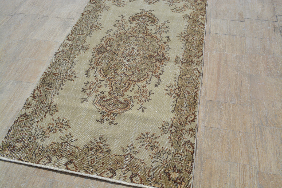 Turkish Rugs, Oushak Rugs, Area rug, Vintage Rugs, Handmade Rugs, Oriental Rug, Beige rug, Boho rug, Over dyed rug, 3.7x6.6 Feet AG399