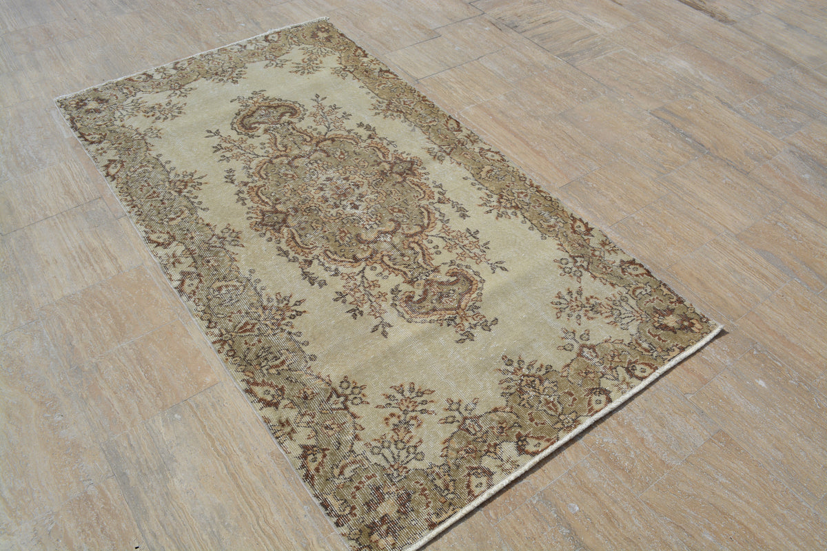 Turkish Rugs, Oushak Rugs, Area rug, Vintage Rugs, Handmade Rugs, Oriental Rug, Beige rug, Boho rug, Over dyed rug, 3.7x6.6 Feet AG399