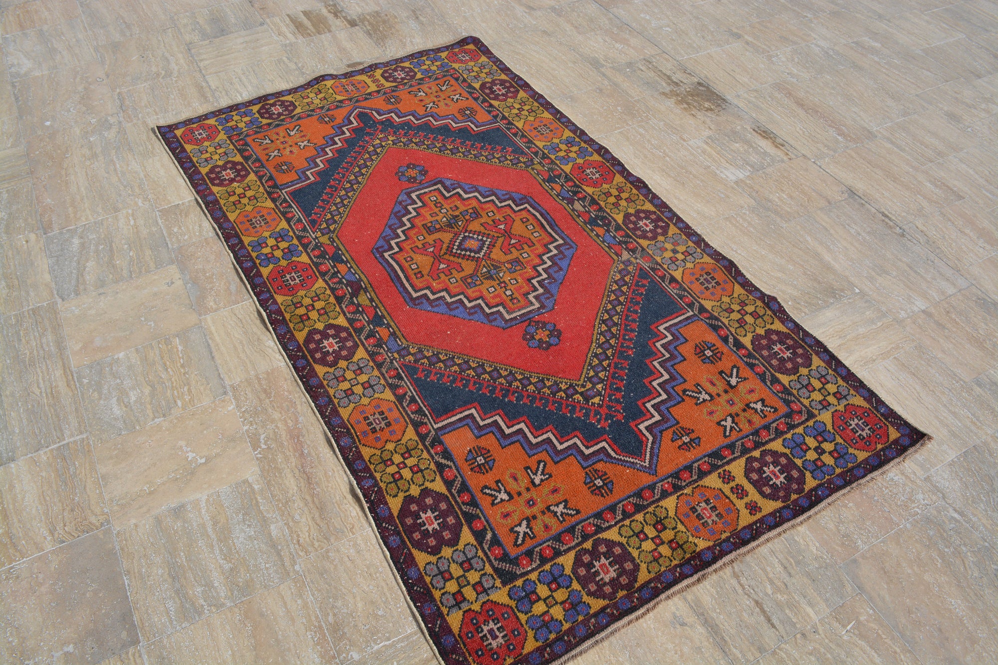 Turkish rug, vintage rug, oushak rug, rugs, area rug, kilim rug, antique rug, handmade rug, oushak rugs, bohemian rug, 3.7x6.6 Feet AG419