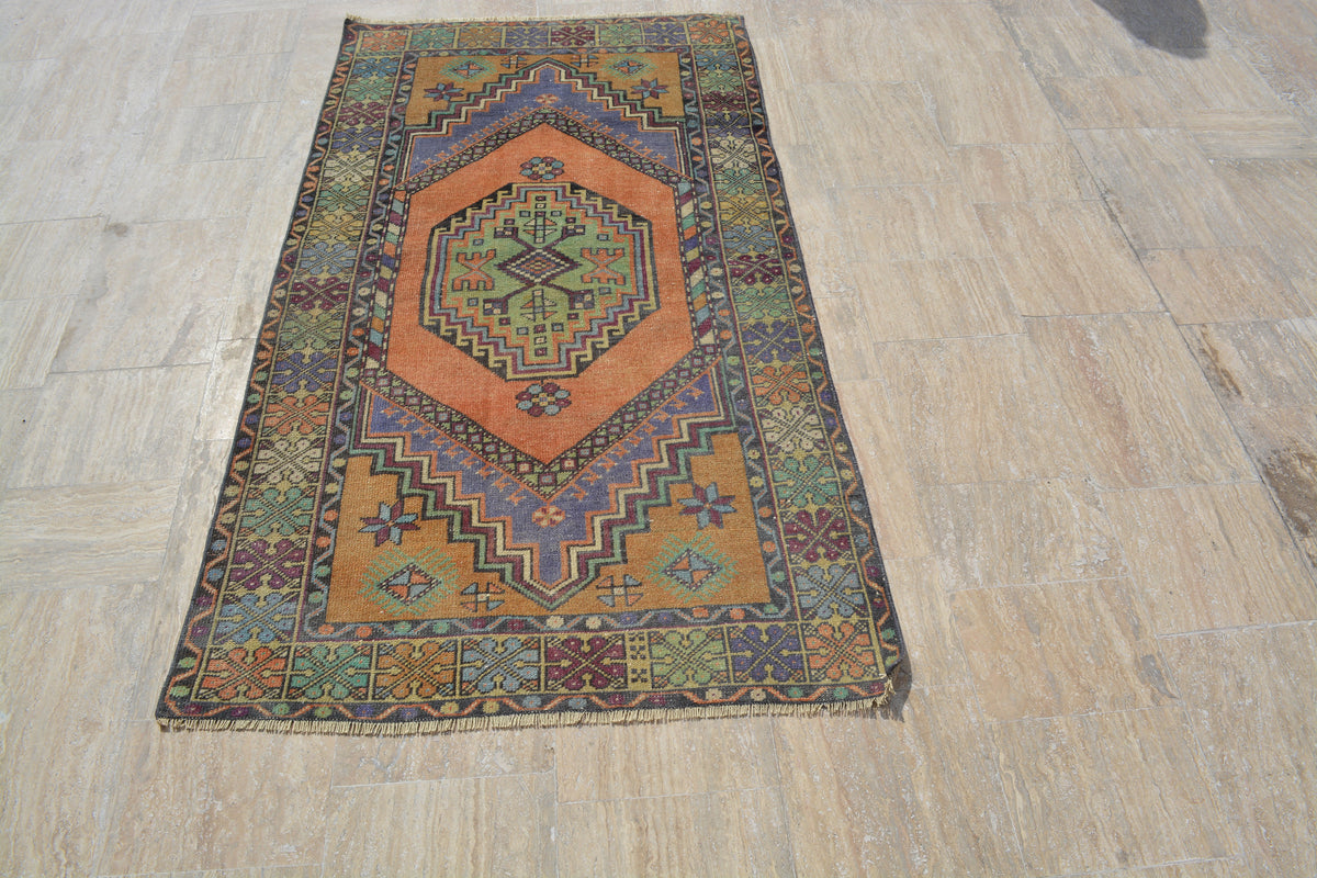 Oriental Turkish Rugs, Antique Oushak  Rug, Area Vintage Rugs, Handmade Boho rug, Oriental rug,  3.3x6.1  Feet AG428