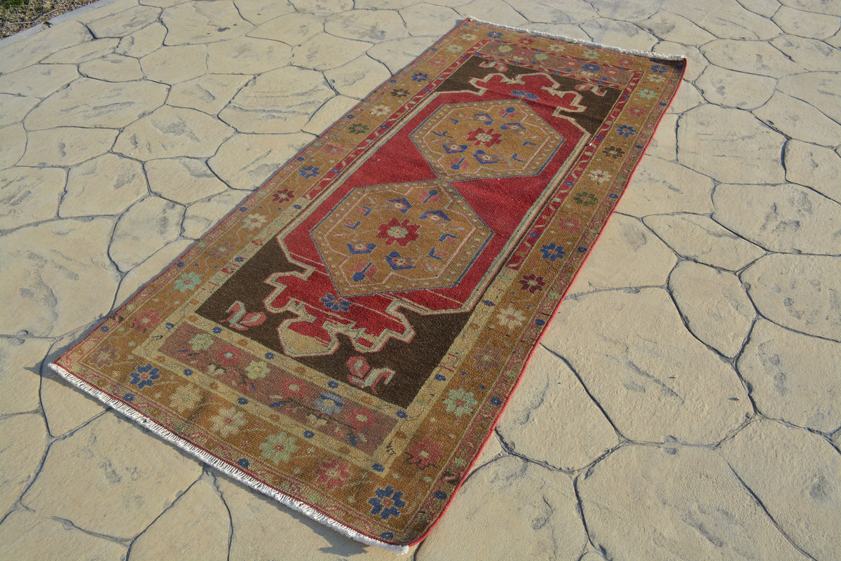 Oriental Rug, Turkish Rugs, Antique rug, Oushak  Rug, Area rug, Vintage Rugs, 3x6 turkish rug, Boho rug, Overdyed rug, 2.8x6.2  Feet  AG434
