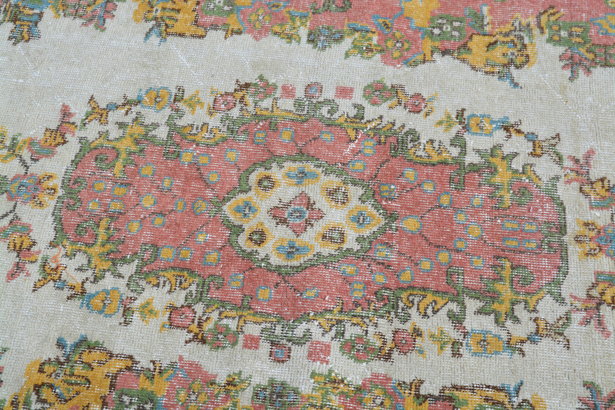Turkish Rugs, Tribal  rugs, Antique rug, Oushak Rug, Area rug, Vintage Rugs, Turkish carpet, Medallion rug, Over dyed rug, 3.7x6.6 Ft AG494