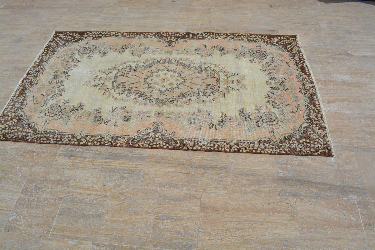 Turkish Rugs, Oriental rugs, Antique rug, Oushak Rug, Area rug, Vintage Rugs, Turkish carpet, Small rug, Over dyed rug, 3.7x6.6 Ft AG503