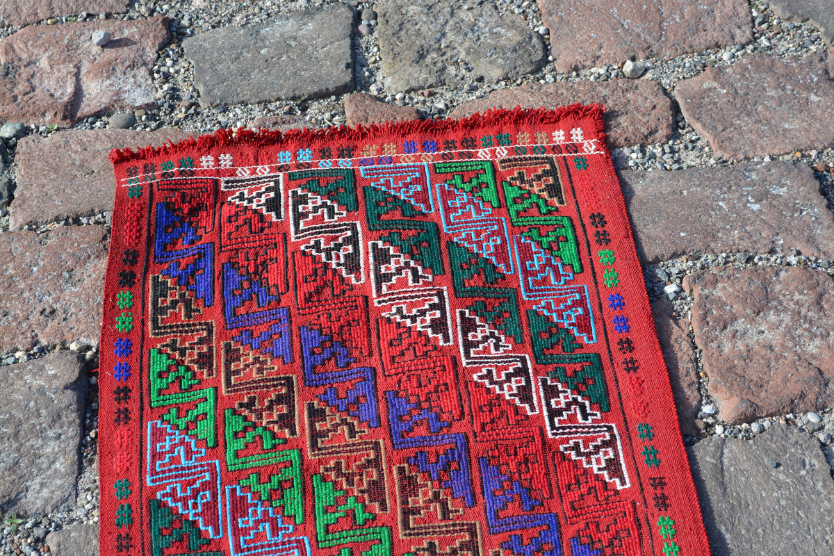 Turkish Kilim Rug, Geometric Handmade Turkish rugs,   Small  Oushak rug,  Vintage  Turkish carpet, Doormat Entry rug, 1.7x2.9 Feet AG553