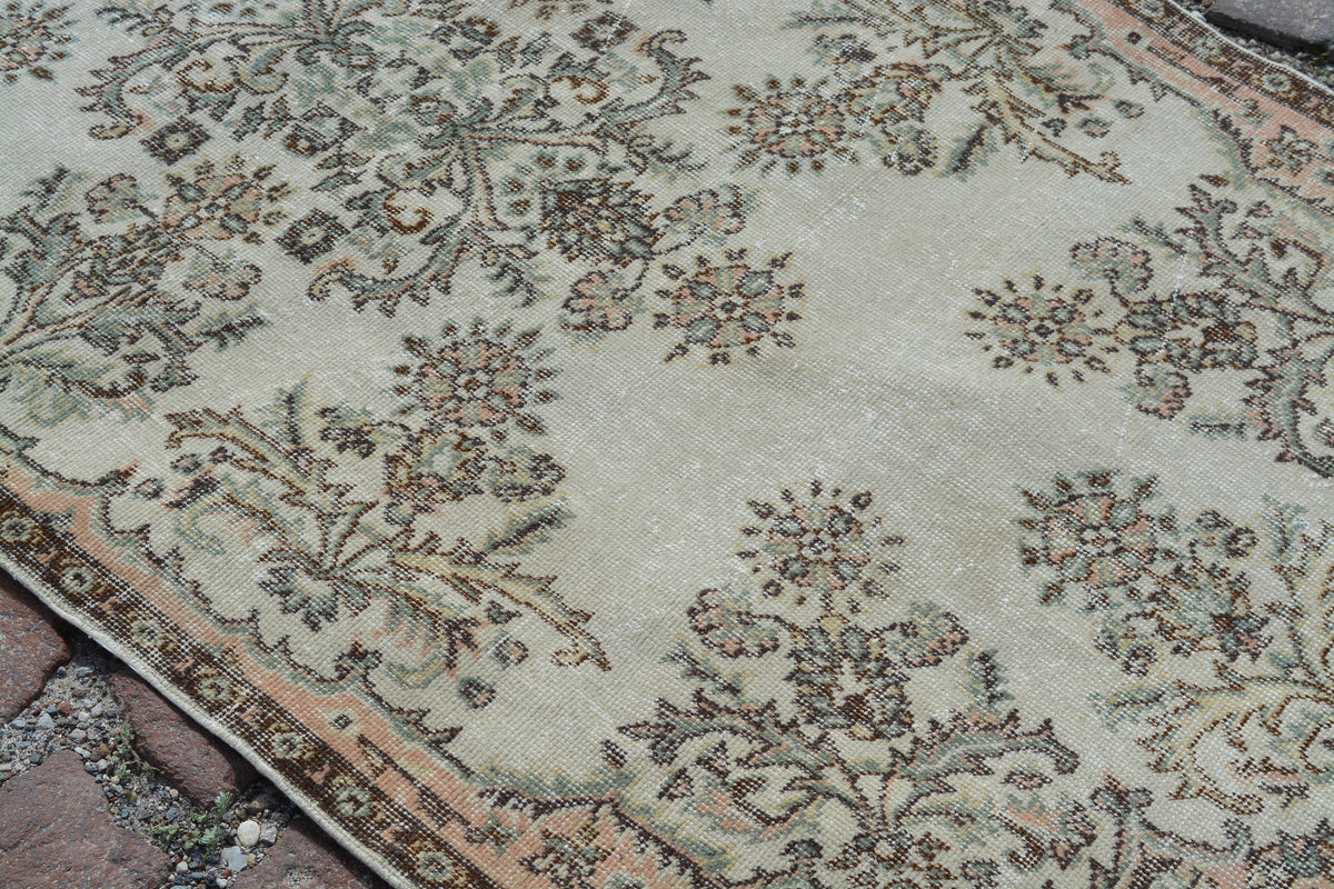 Oriental rug, Turkish Rugs,  Oushak rug, Boho rug, Area rug, Vintage Rugs, Turkish carpet, medium size rug, Over dyed rug, 3.7x7.2 Ft AG586