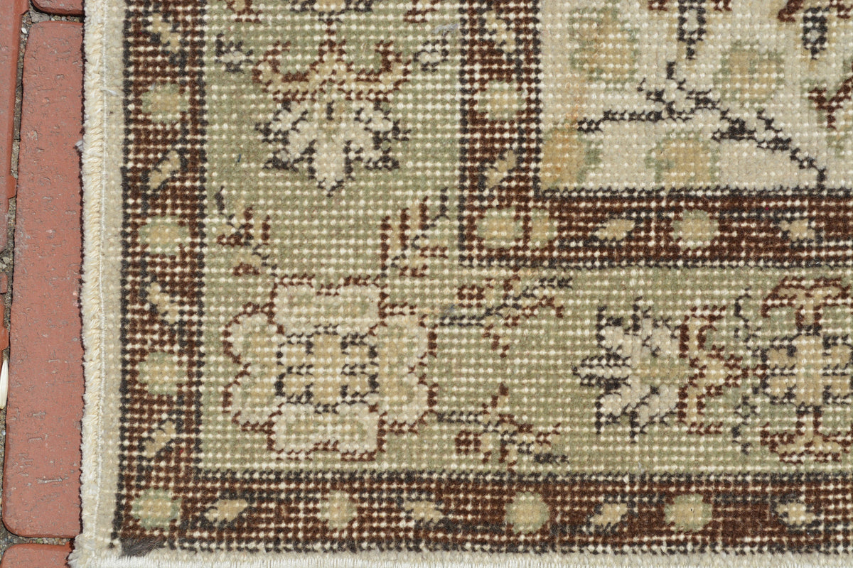Vintage Rug, Beige Distressed  Floral Rug, Bedroom Hallway Rug Runner,  Home Decorative Anatolian Rug,  3.7x6.6 Ft AG628