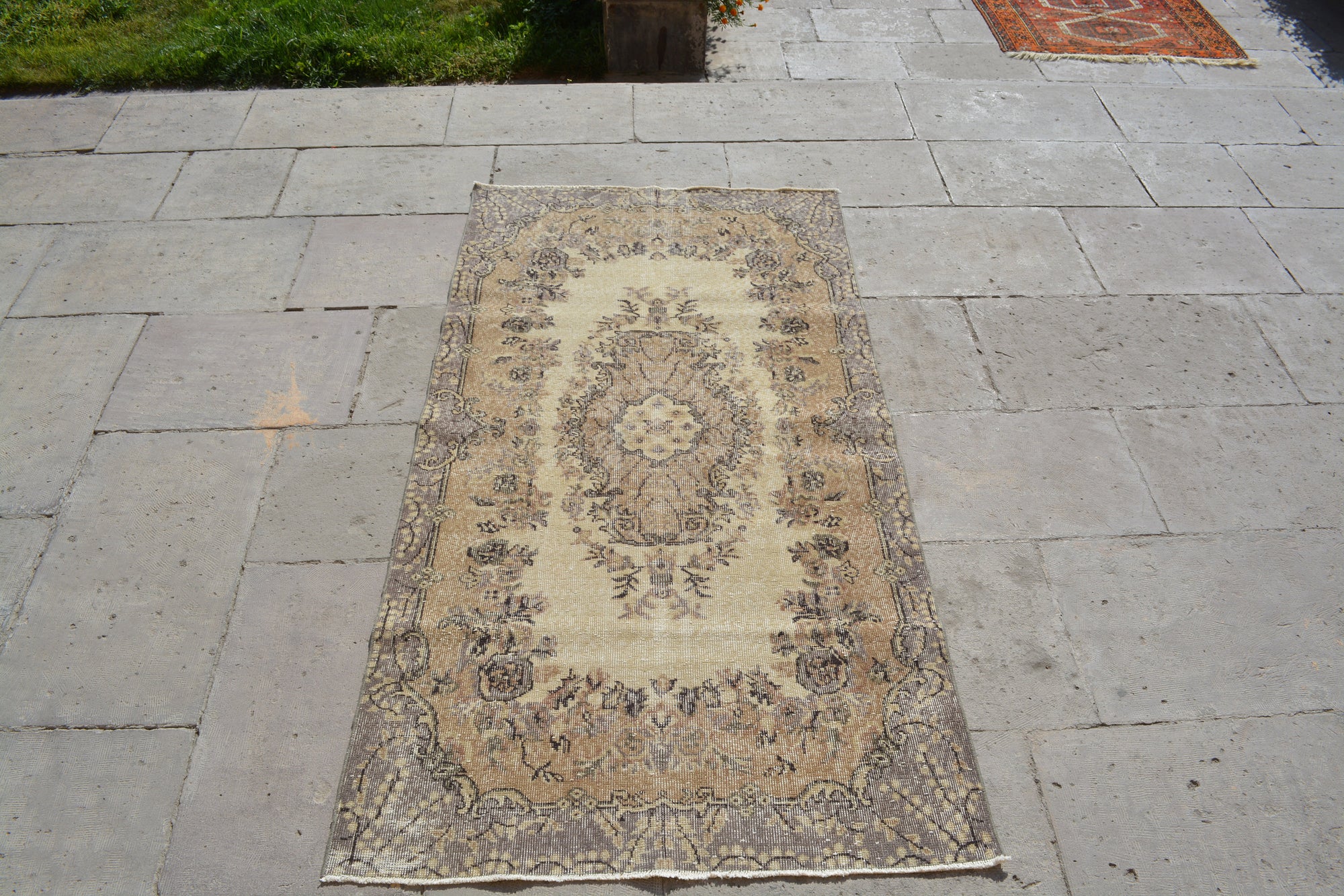 Turkish Rug, Oushak Carpet, Rug Oushak, Hallway Rug, Hand Knotted Rugs, Oriental Rug, Area Rugs,  Old Rug, 3.7x7 Ft AG698
