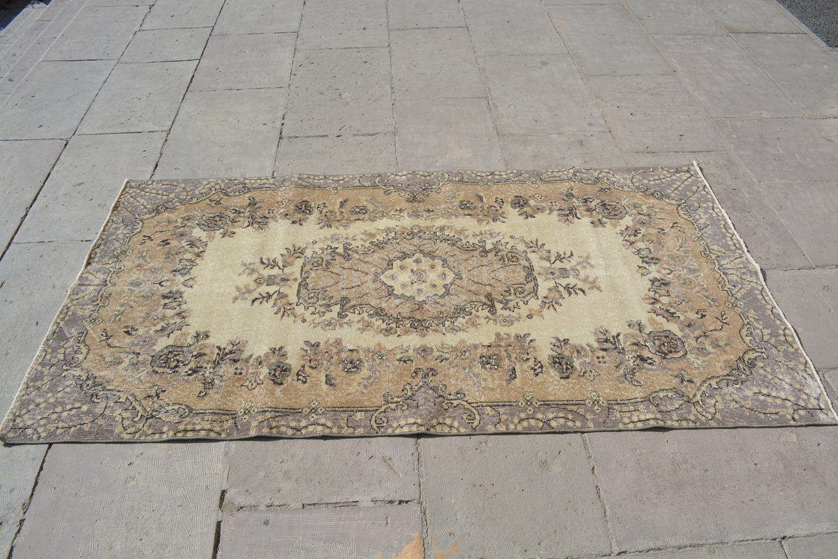 Turkish Rug, Oushak Carpet, Rug Oushak, Hallway Rug, Hand Knotted Rugs, Oriental Rug, Area Rugs,  Old Rug, 3.7x7 Ft AG698