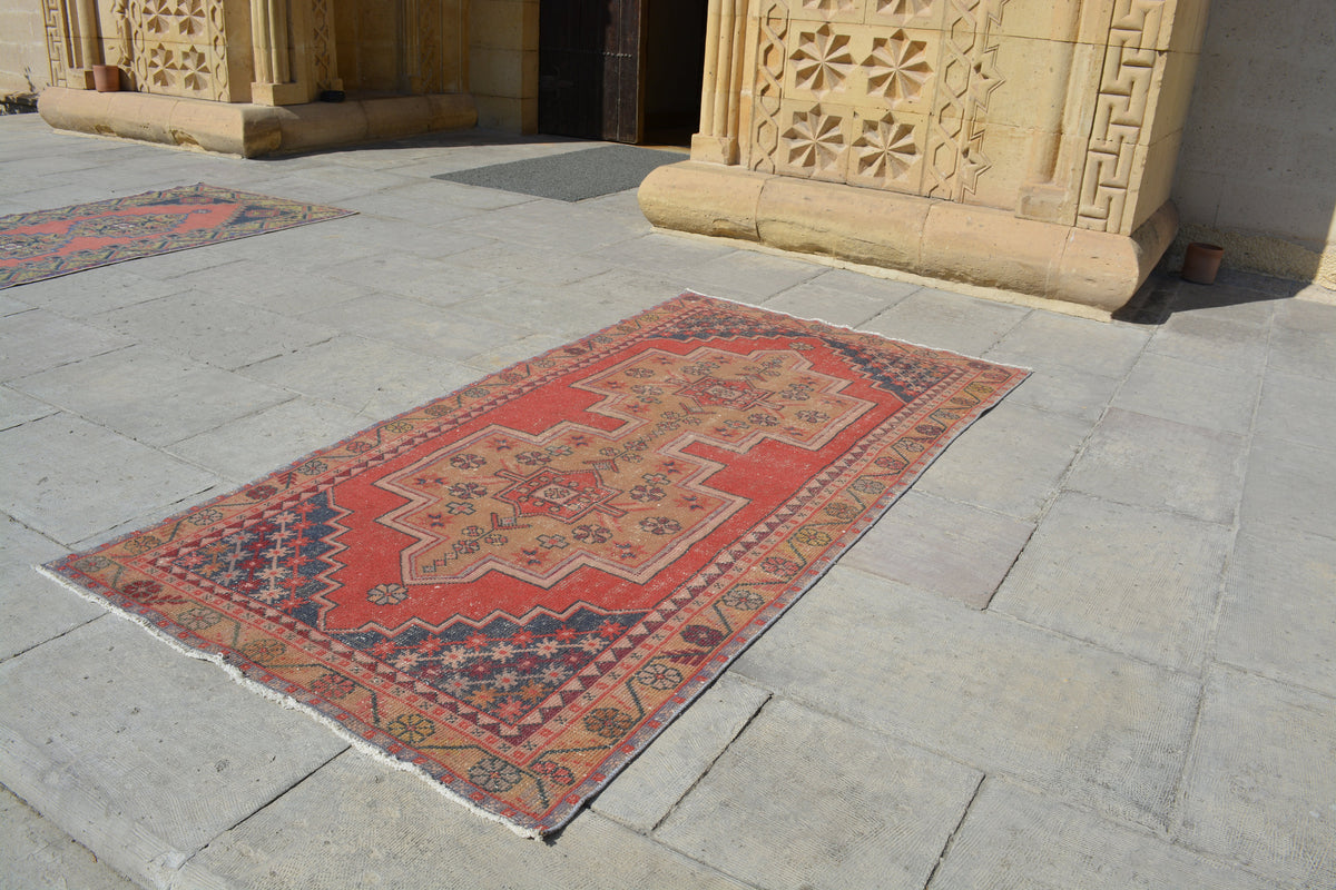 Turkey Rug, Bohemian  Antique Carpet, Boho  Traditional Rug, Turkish Rugs,   4x8 Oushak Rugs  4.1X8.3 Ft AG761