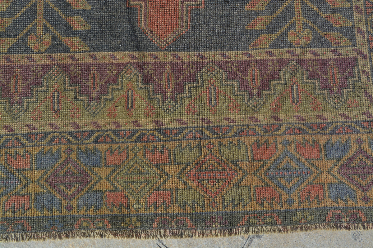 Vintage Rug, Small Turkish Rug, Aztec Vintage Turkish Rug, Navajo Moroccan Style Rug, Office Oushak Rug,  3.8X6.8 Ft AG827