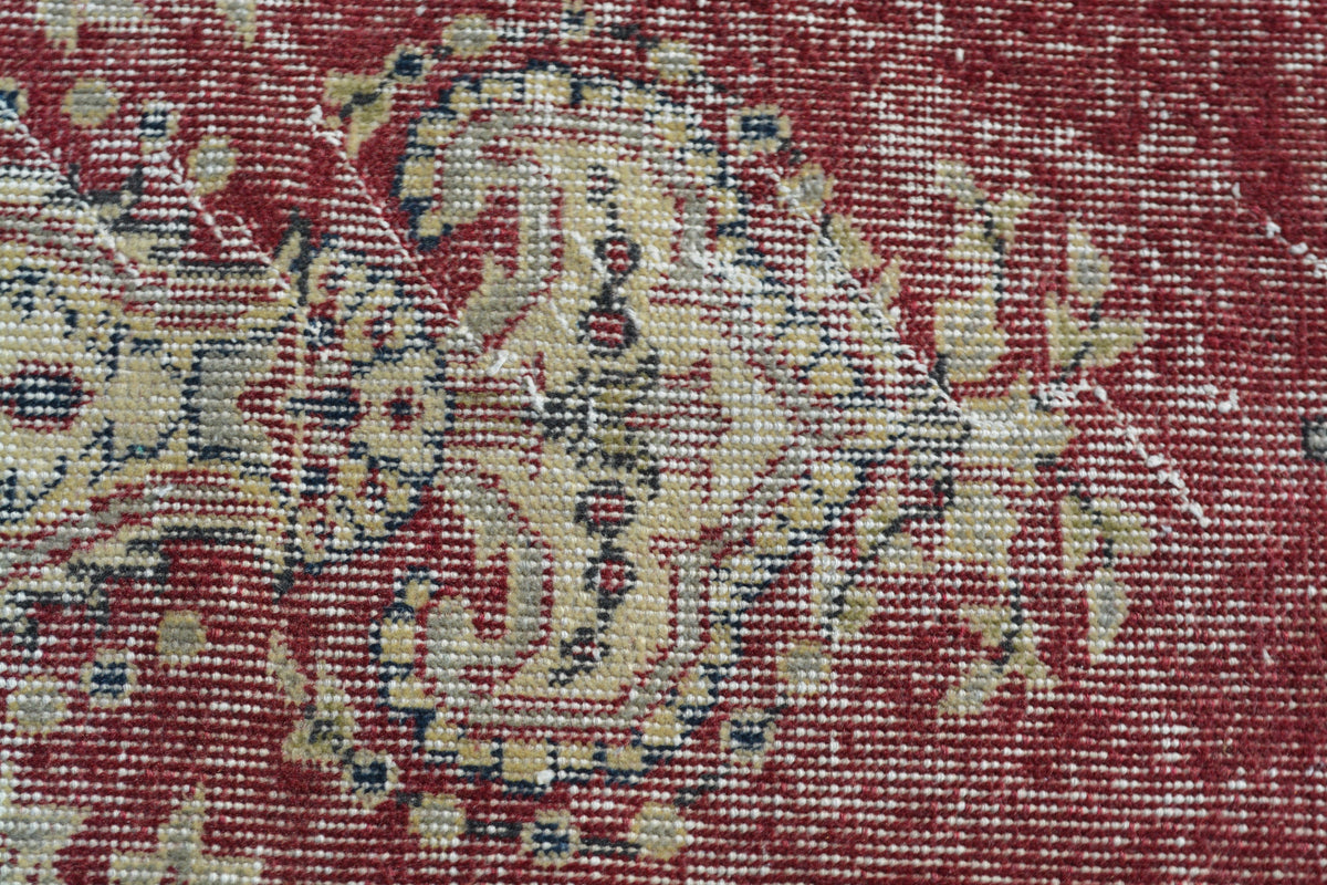 Vintage Rug, Oriental Turkish Runner Rug, Anatolian Rugs, Red 4x7 Rugs, 0ushak Red  Rug,  3.7X6.8 Ft AG845