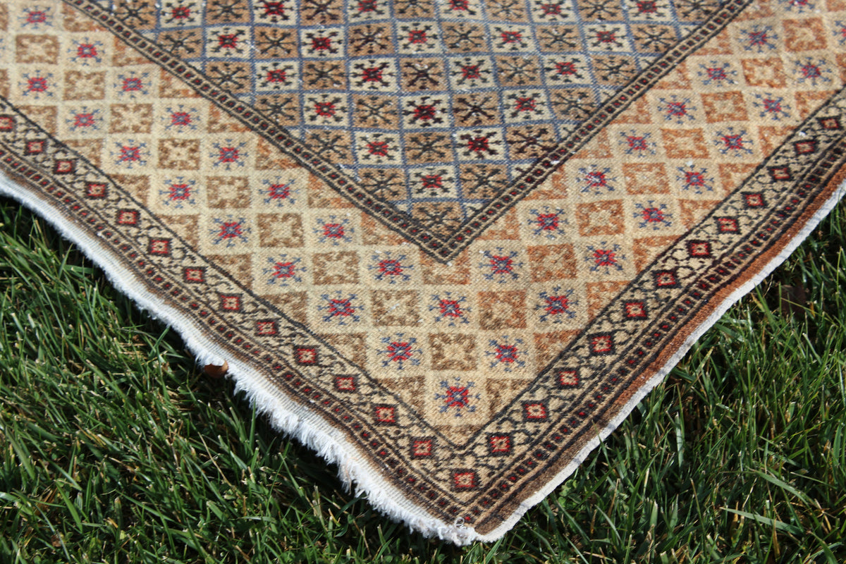 Vintage Rug, Turkish  Oriental Ethnic Muted Color Anatolian Rugs, Brown Oushak Living Room Rug, 4.3 x 6.6 Feet  AG903