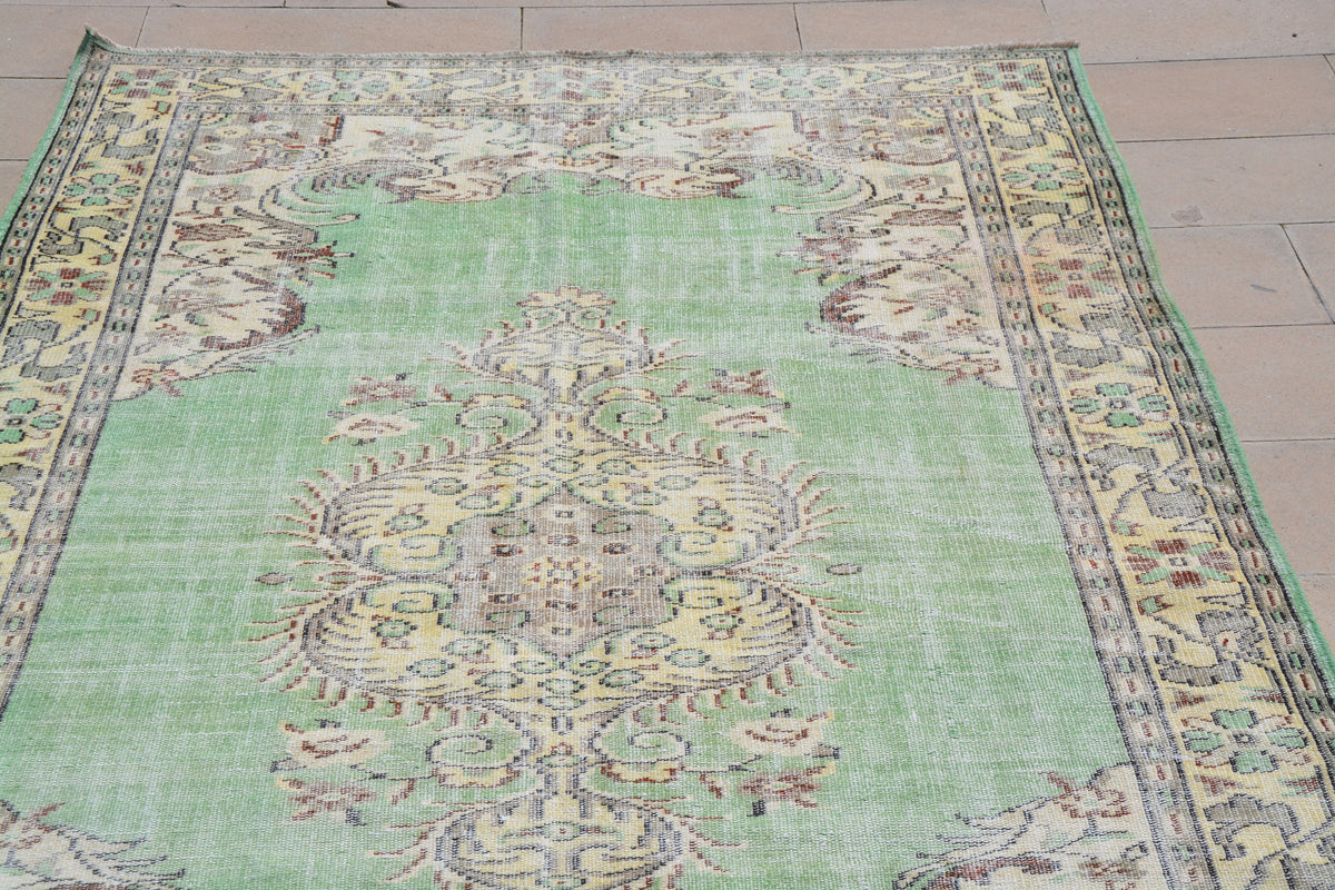 Turkey Rug, Afghan  Turkish Carpets for Sale, Green Oriental  Turkish Area Rugs, Turkish Carpets for Sale,         6 x 9.8  Feet AG1005