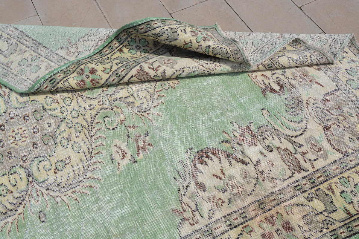 Turkey Rug, Afghan  Turkish Carpets for Sale, Green Oriental  Turkish Area Rugs, Turkish Carpets for Sale,         6 x 9.8  Feet AG1005