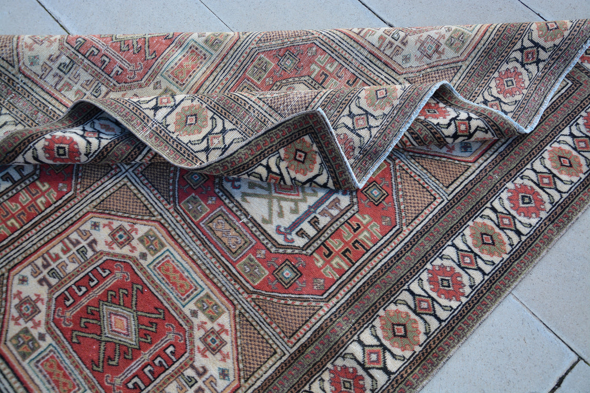 Vintage Rug, Wool Turkish Rugs, Turkish Rug Design, Oushak Oriental Rugs, Turkish Carpets Online,    4.9 x 7.2  Feet AG1012