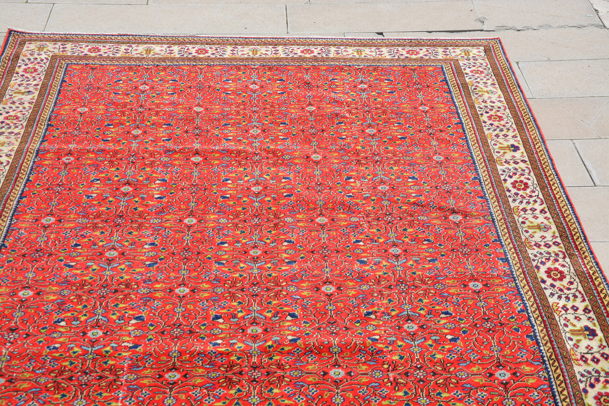 Shag Area Rugs, Large Rugs, Hearth Rug, Clearance Rugs, Rugs for Sale, Red and Brown Rug, Vintage Rug,           6.5 x 9.4  Feet AG1022
