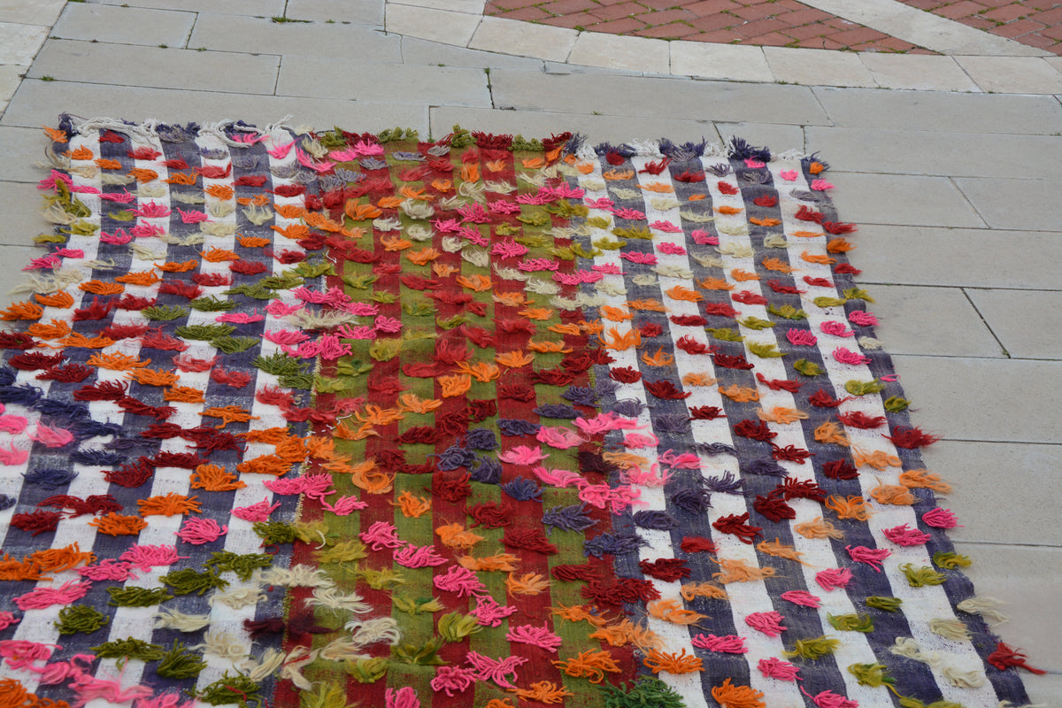 Orange Kilim Rug, Pink Kilim Rug, Colorful Rugs, Turkish Rugs, Oriental  Rugs, Color Rug, Children’s Rugs,       5.1 x 9.0  Feet AG1024