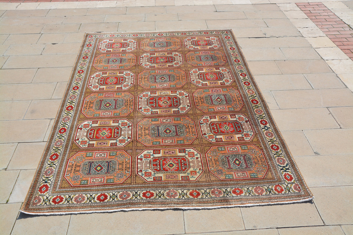 Large Area Rugs, Egyptian Style Rugs, Rug Shop, Oriental Vintage Rug, Hand Knotted Turkish Rugs,                6.3 x 9.0  Feet AG1046