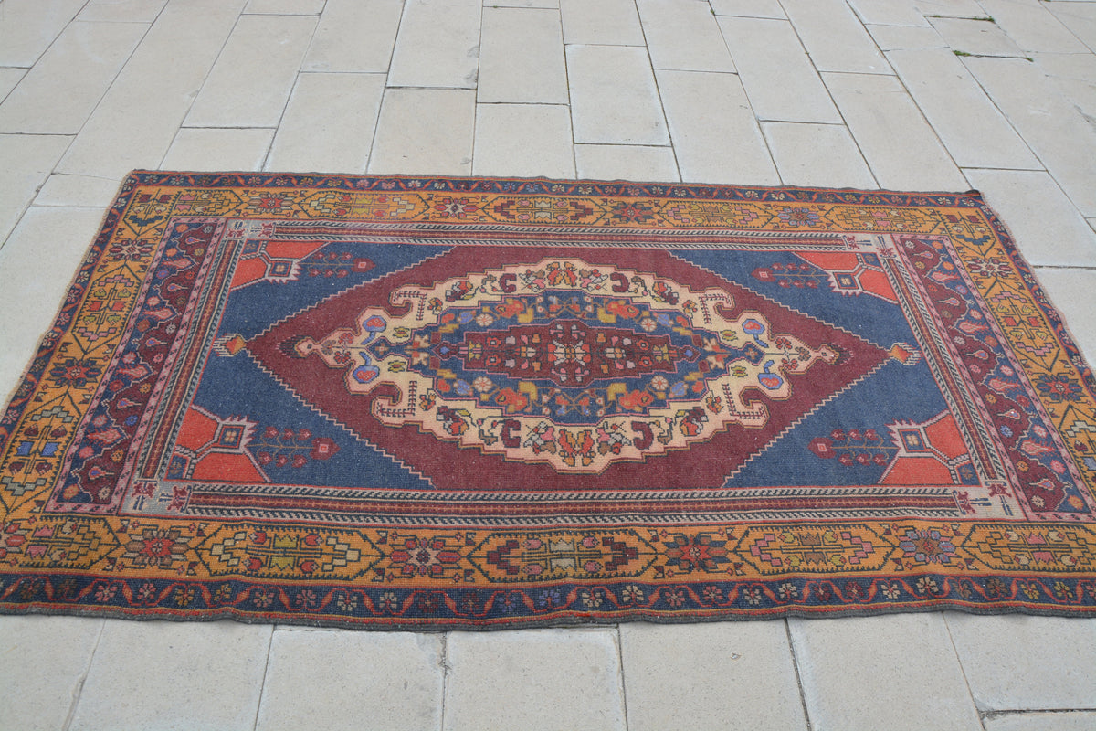 Turkish Floor Rugs, Affordable Turkish Rugs, Turkish Oushak Rug, Blue Oriental Rugs, Sisal Area Rugs,     4.4 x 8.2  Feet AG1099