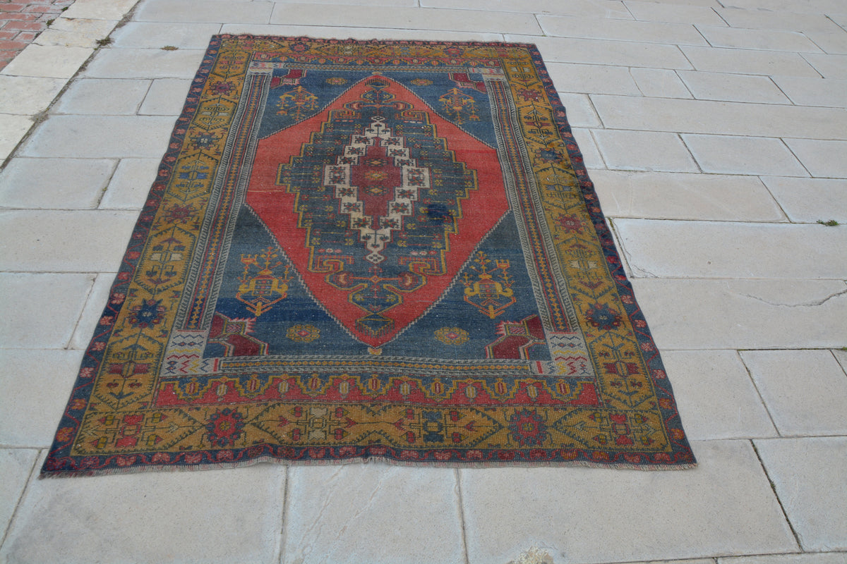 Oushak Rug, Vintage Rugs, Rugs Made in Turkey, Turkish Carpet Company, Antique Carpets, Vintage Wool Area Rugs,     5.0 x 7.4  Feet AG1110