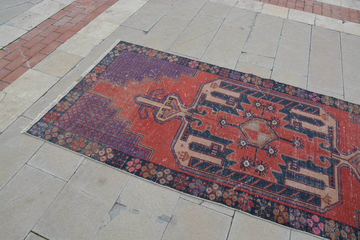 Turkish Oushak Rug Carpet, Vintage Anatolian Rug, Turkish rug, Vintage Rug, Maroon Rug, Area Rug, Turkish Rug,    3.9 x 8.7 Feet AG1124