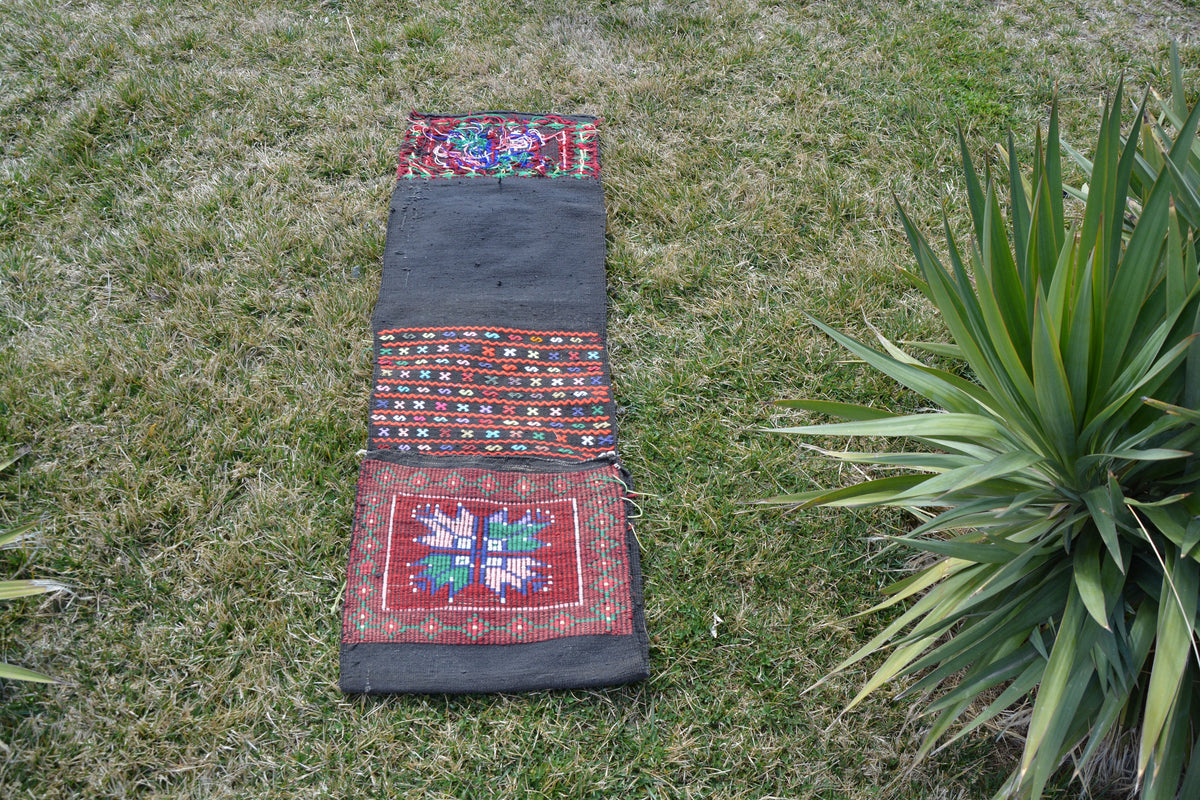 Kilim Saddle Bag, Vintage Bag, Turkish Saddle Bag, Turkish Wool Kilim Bag, Turkish Carpet, Handmade Bag,     1.3 x 4.4 Feet AG1152