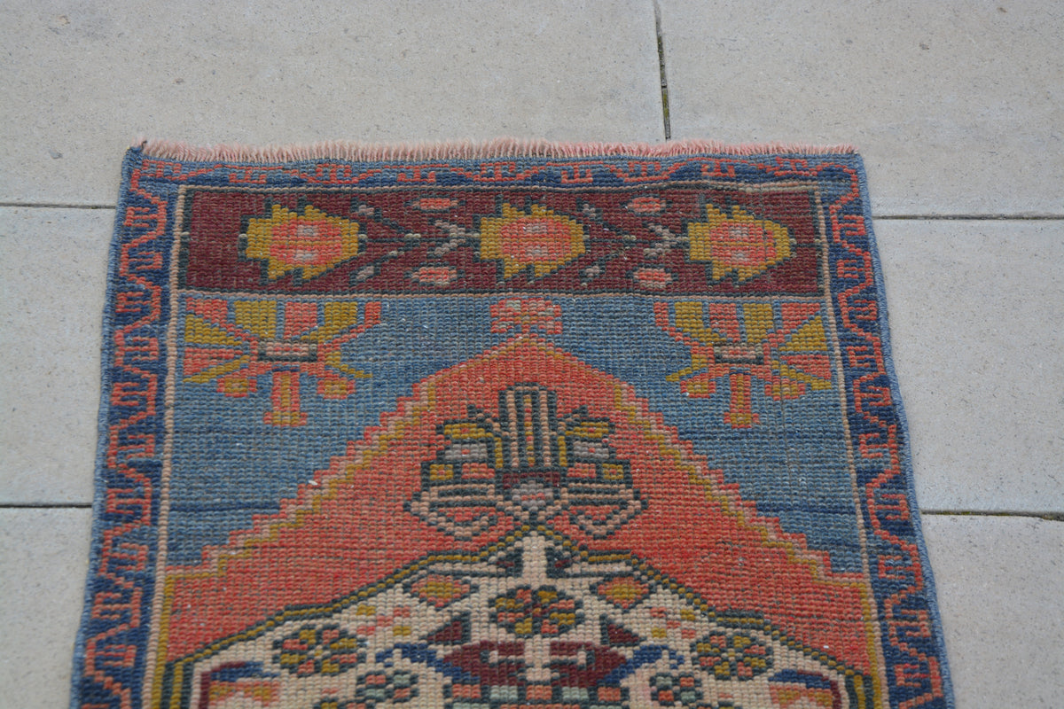 Bath Oushak Kilim Rug, Aztec Rug, Turkish Carpet, Moroccan Rug, Blue Rug, Handknotted Rug,                       1.8 x 3.6 Feet AG1204