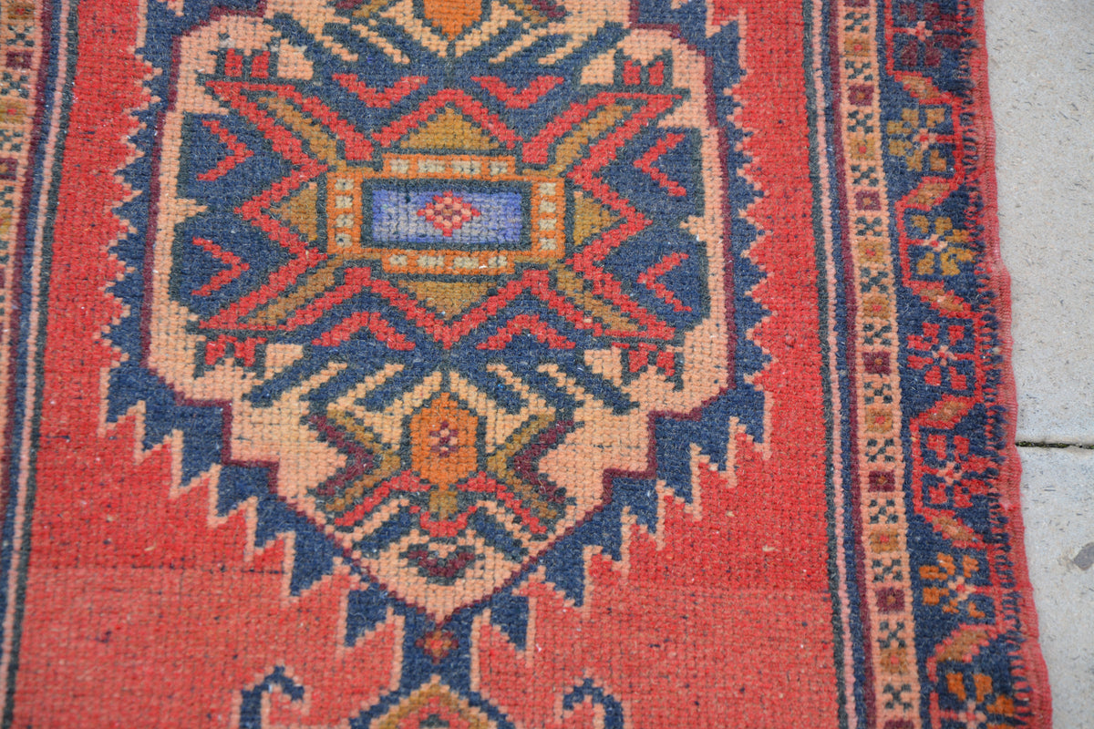 Red Area Rug, Deck Floor Mat, Serapi Style Rug, Blue Rugs, Sheepskin Rug, Nordic Carpet Rug, Beach Area Rug,     1.6 x 3.7 Feet AG1302