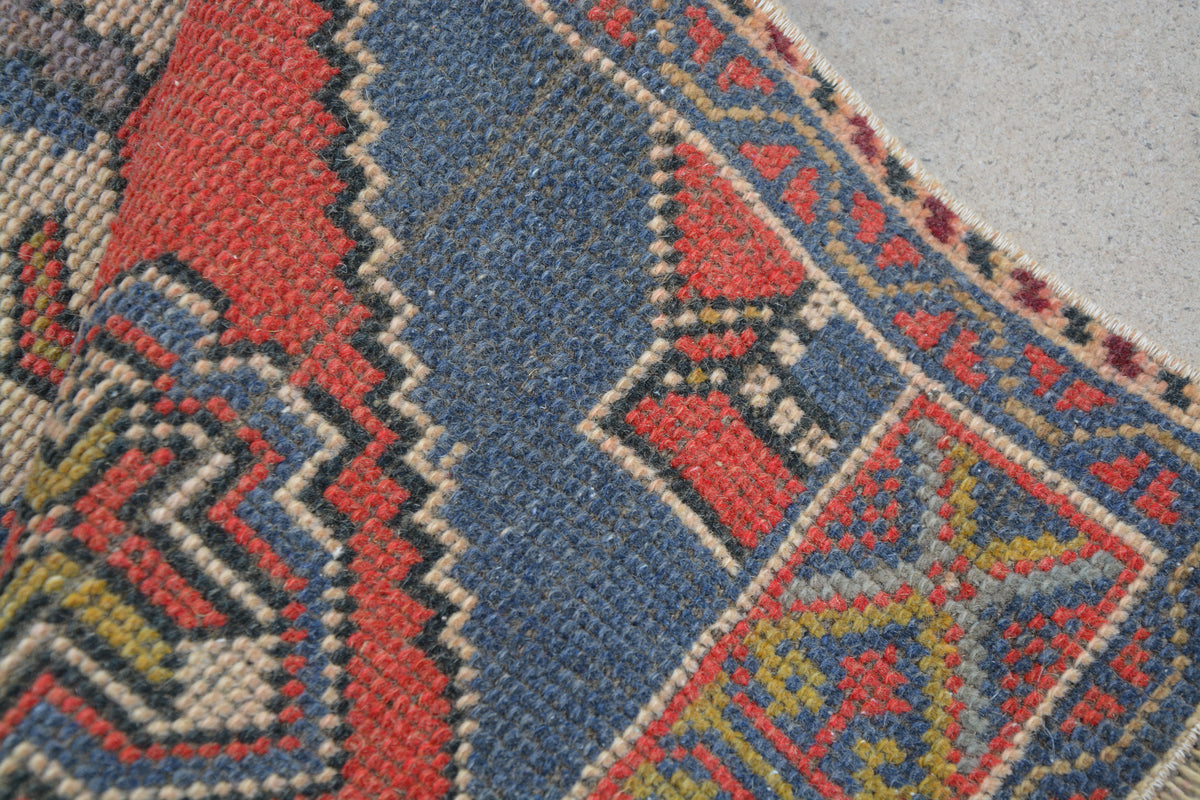 Bohemian Vintage Oushak Rug, Floor Anatolian Rug, Turkish Oushak Rug, Floor Rugs, Oushak Turkish Rugs, Long Small Rug, 1.6 x 4.1 Feet AG1311