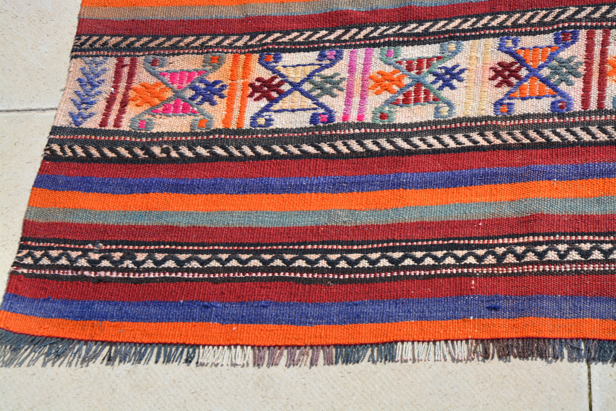 Turkish Kilim Rug, Turkish Area Rug, Weaving Rug, Rug Oushak Brown Area Rug, Vintage Runner Rug,       5.9 x 8.2  Feet AG1015