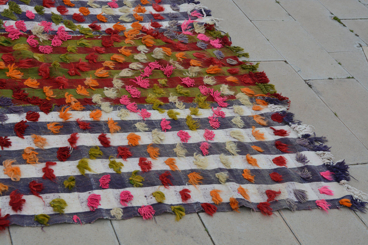 Orange Kilim Rug, Pink Kilim Rug, Colorful Rugs, Turkish Rugs, Oriental  Rugs, Color Rug, Children’s Rugs,       5.1 x 9.0  Feet AG1024