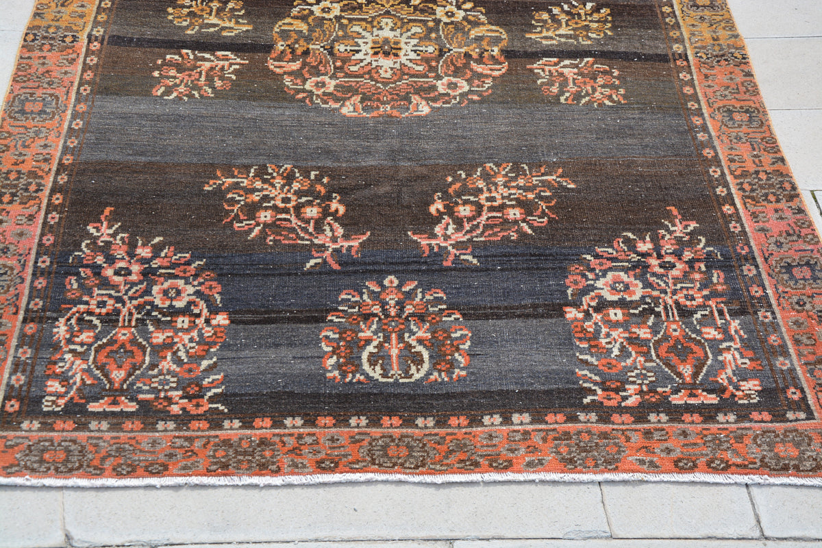 Black Area Rugs, Turkish And Oriental Rugs, Antique Turkish Rugs for Sale, Plush Area Rugs, Office Rugs,        5.8 x 8.7  Feet AG1066